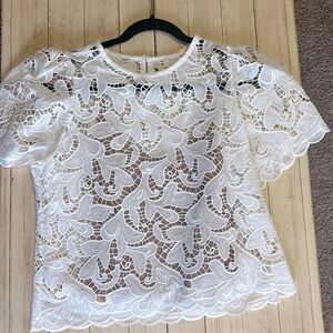 Express White Eyelet Lace Short Sleeve Blouse